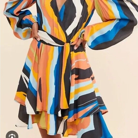 ANTHROPOLOGIE Megan Renee Striped Wrap Dress - Picture 2 of 5